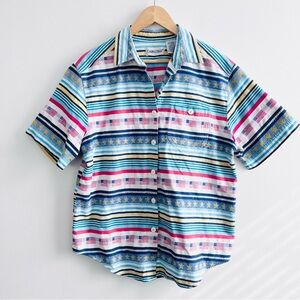 [Cabin Creek] Y2K American Flag 100% Cotton Short Sleeve Button Unisex Shirt